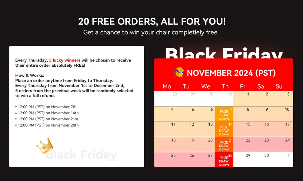 Sihoo Black Friday Event: "20 Free Orders, All For You!"